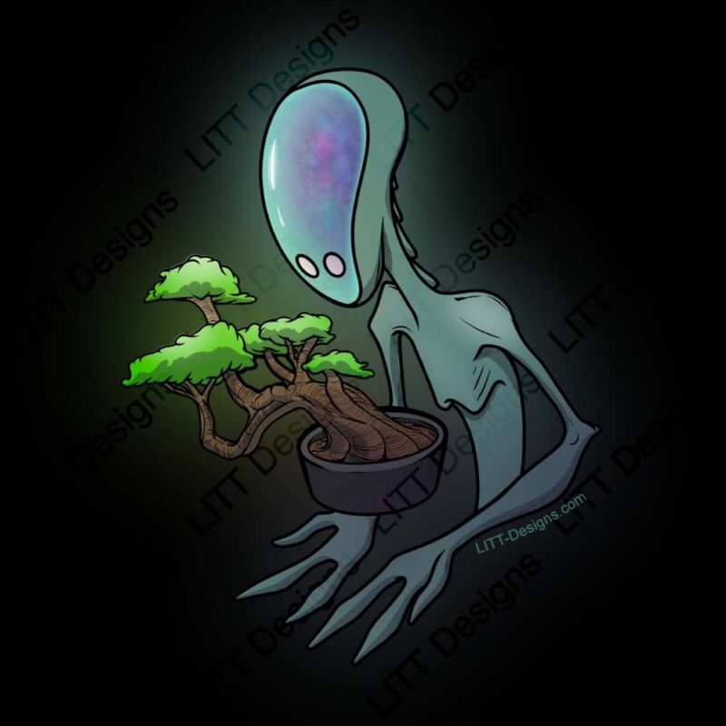 Bonsai Alien Digital Illustration