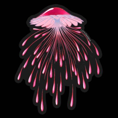 Red Jellyfish Vinyl Sticker