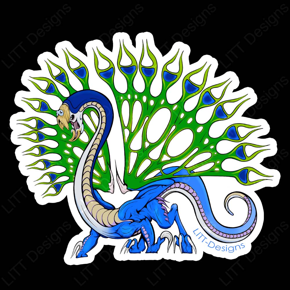 Peacock Dragon Vinyl Sticker