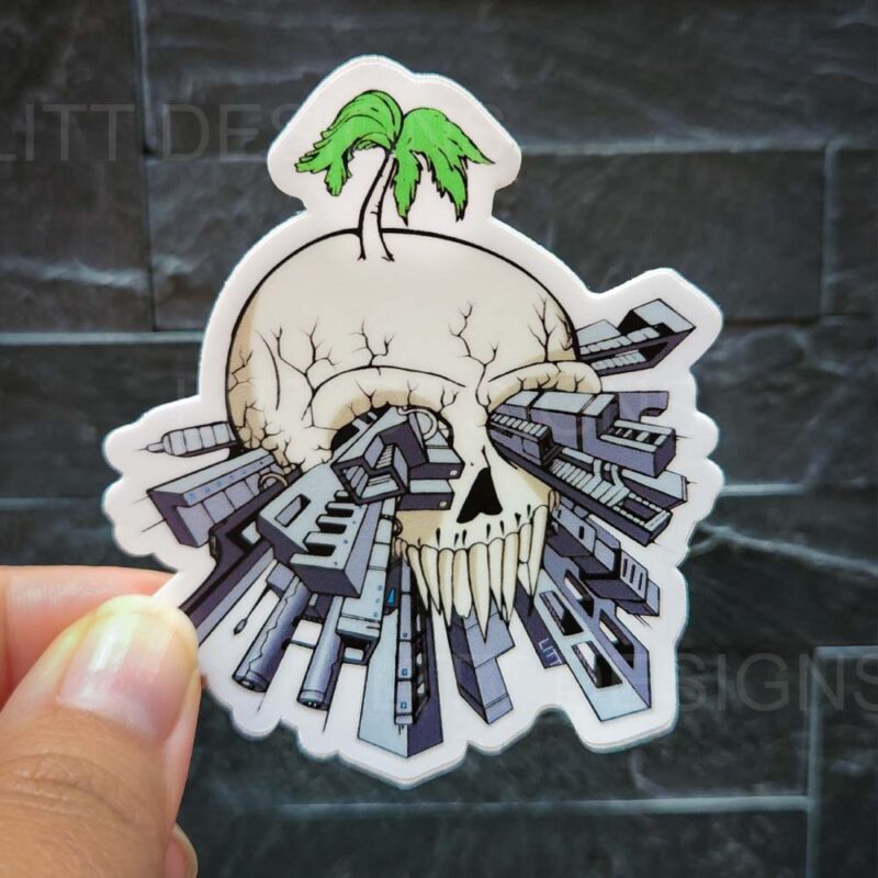 Skull Dystopia Sticker Photo